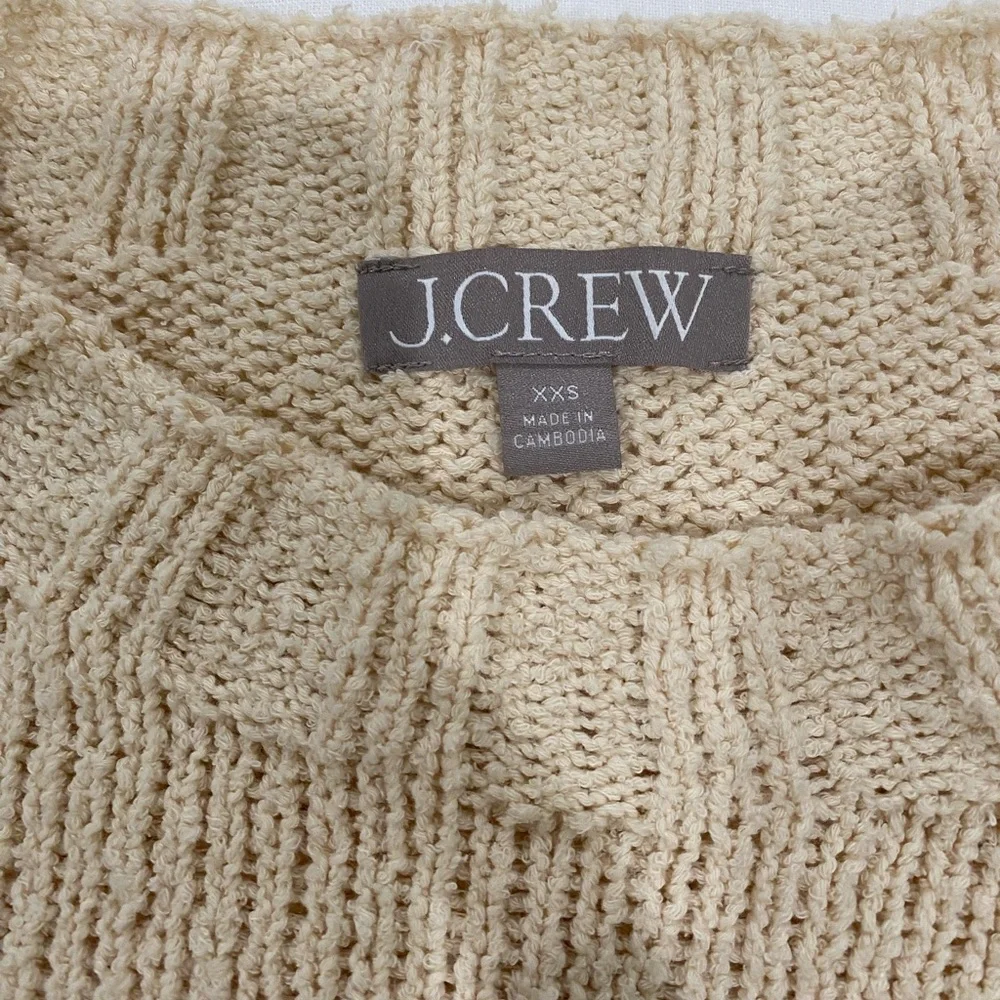 J. Crew Cream Cotton/Knit Blend Long Sleeve Crewneck Sweater - Picture 2 of 3